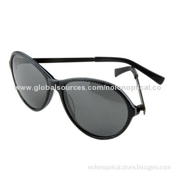 Black Acetate Sunglasses with Thin Full Rim